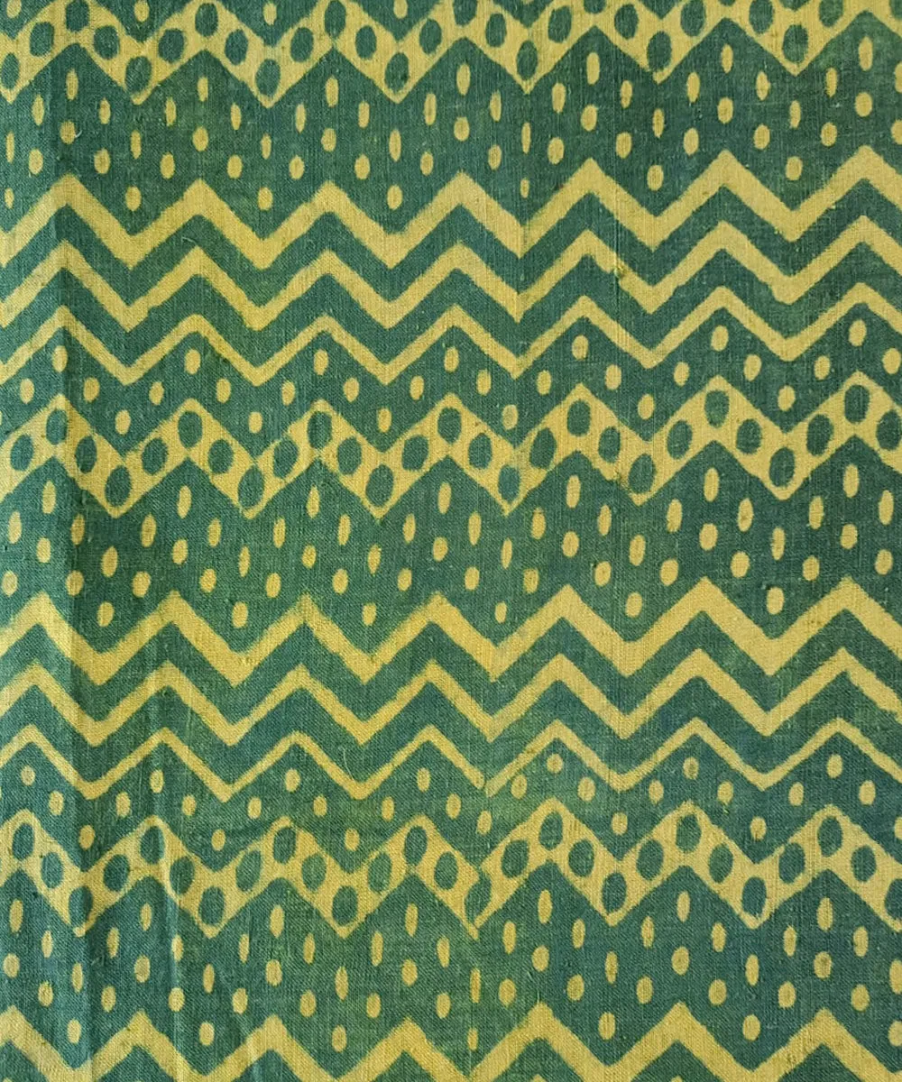 2.5 m Green yellow hand spun handwoven cotton dabu kurta material