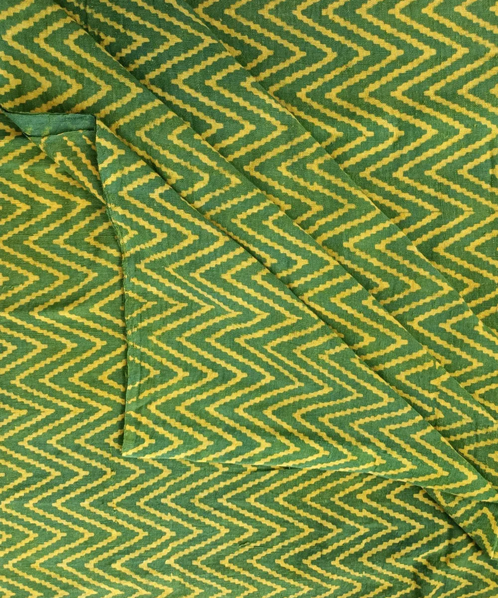 2.5 m Green yellow handspun handwoven cotton dabu print kurta material