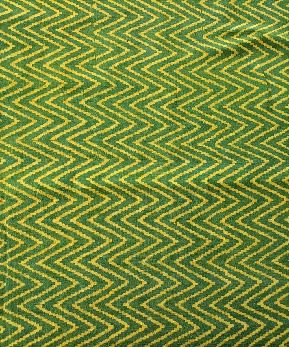 2.5 m Green yellow handspun handwoven cotton dabu print kurta material