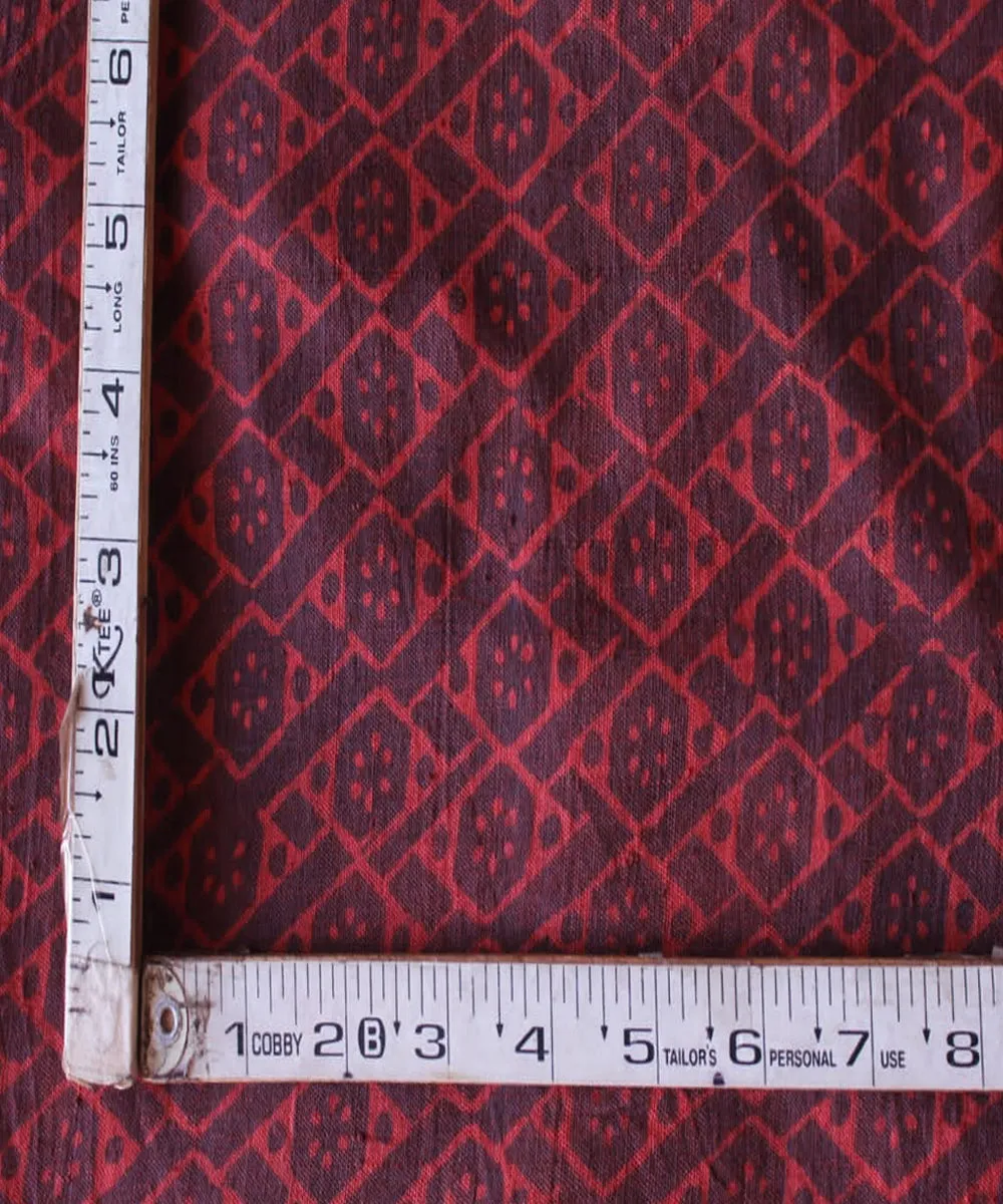 2.5 m Purple red handspun handwoven cotton dabu kurta material