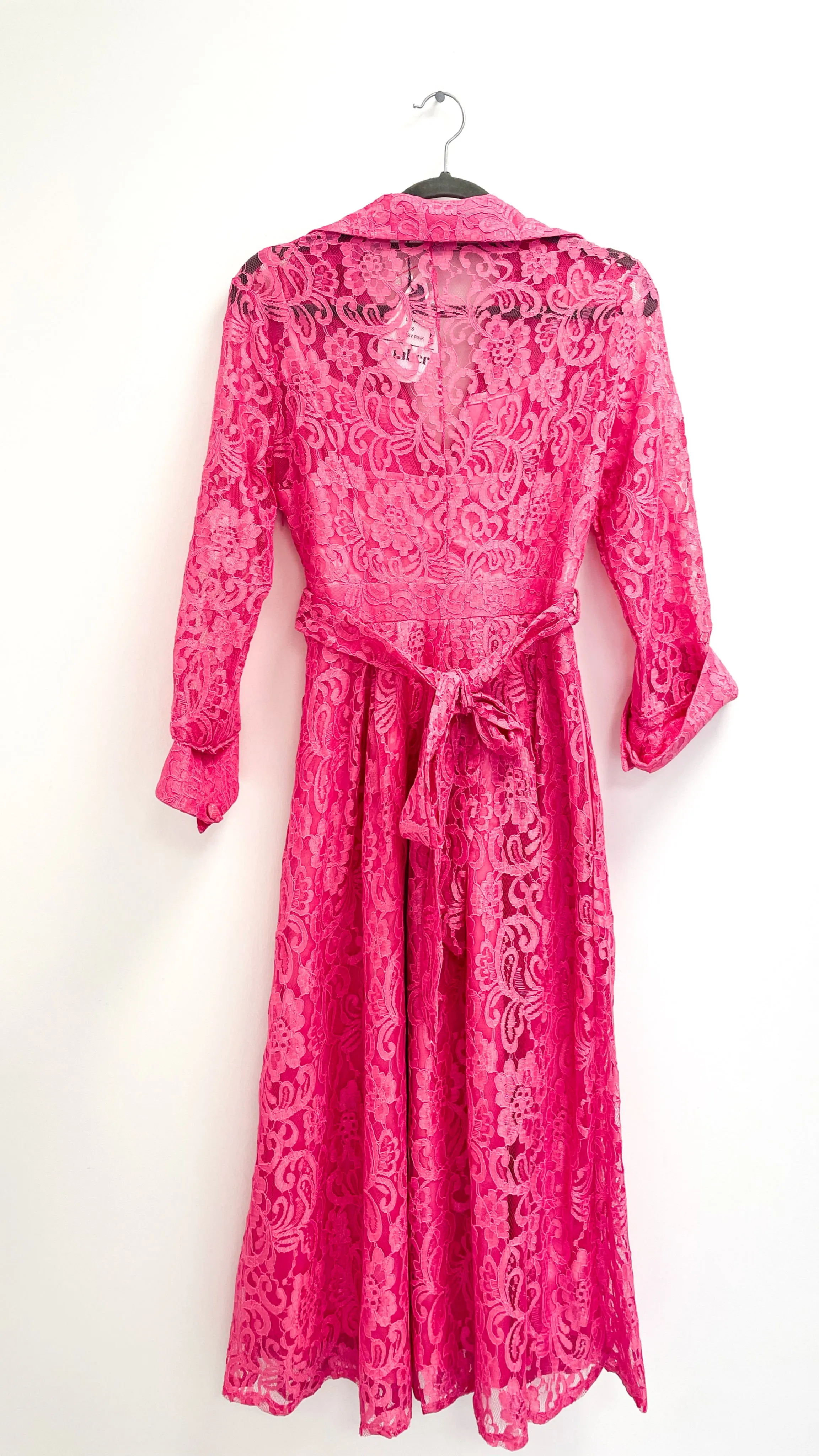 5-A1668 Paris Pink Lace Shirt Dress