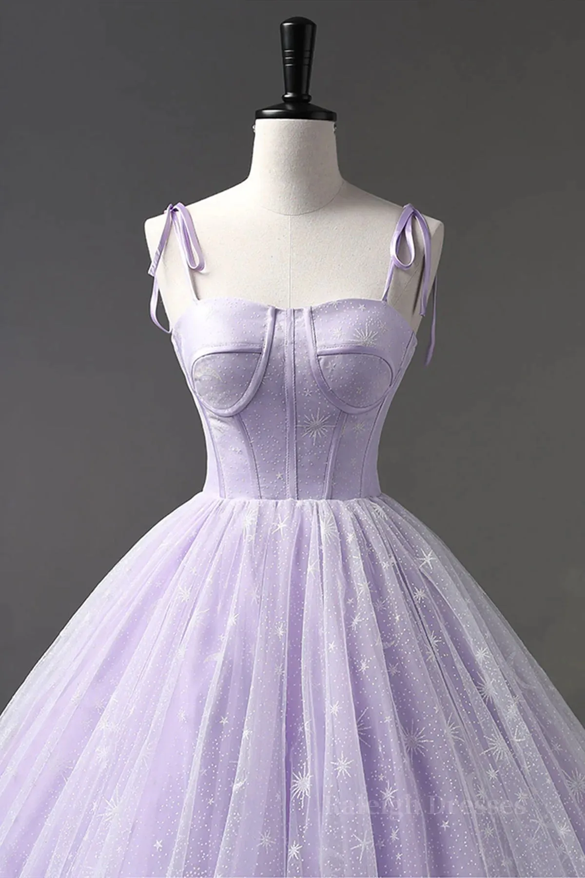 A Line Lilac Tulle Long Prom Dresses, Lilac Long Formal Evening Dresses