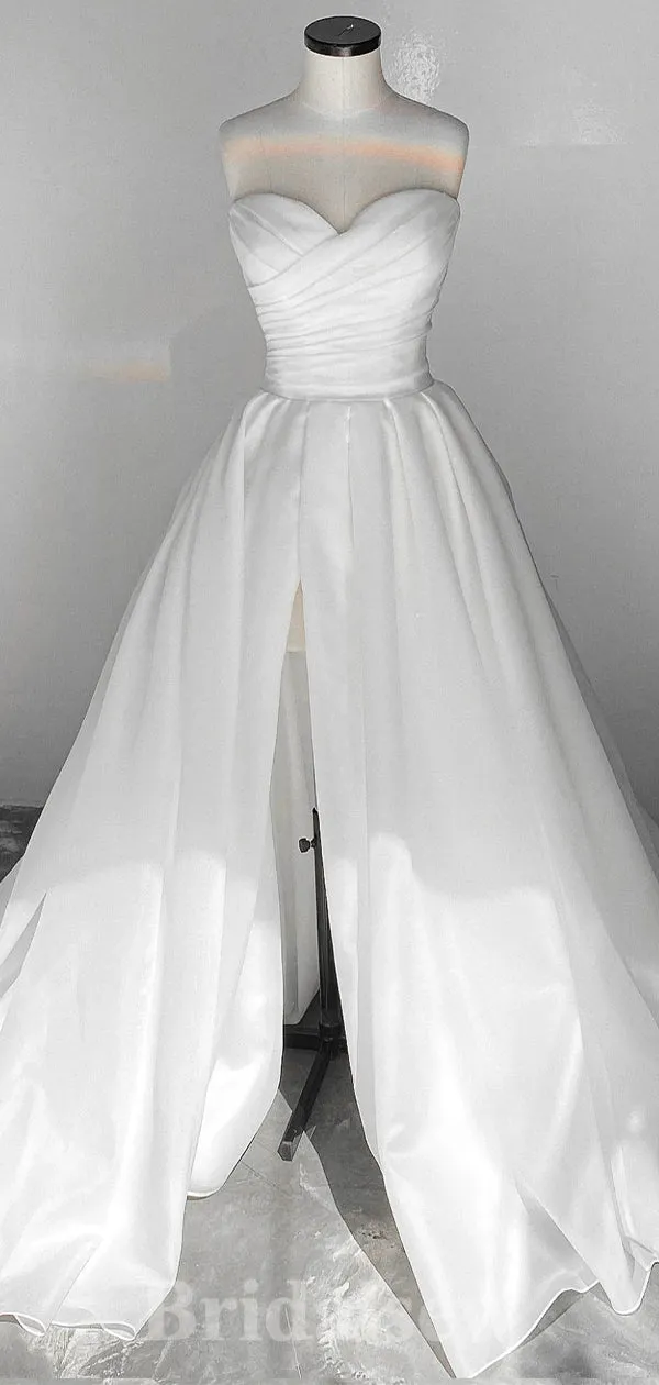 A-line Off White Two Pieces Unique Garden Beach Vintage Long Wedding Dresses WD311