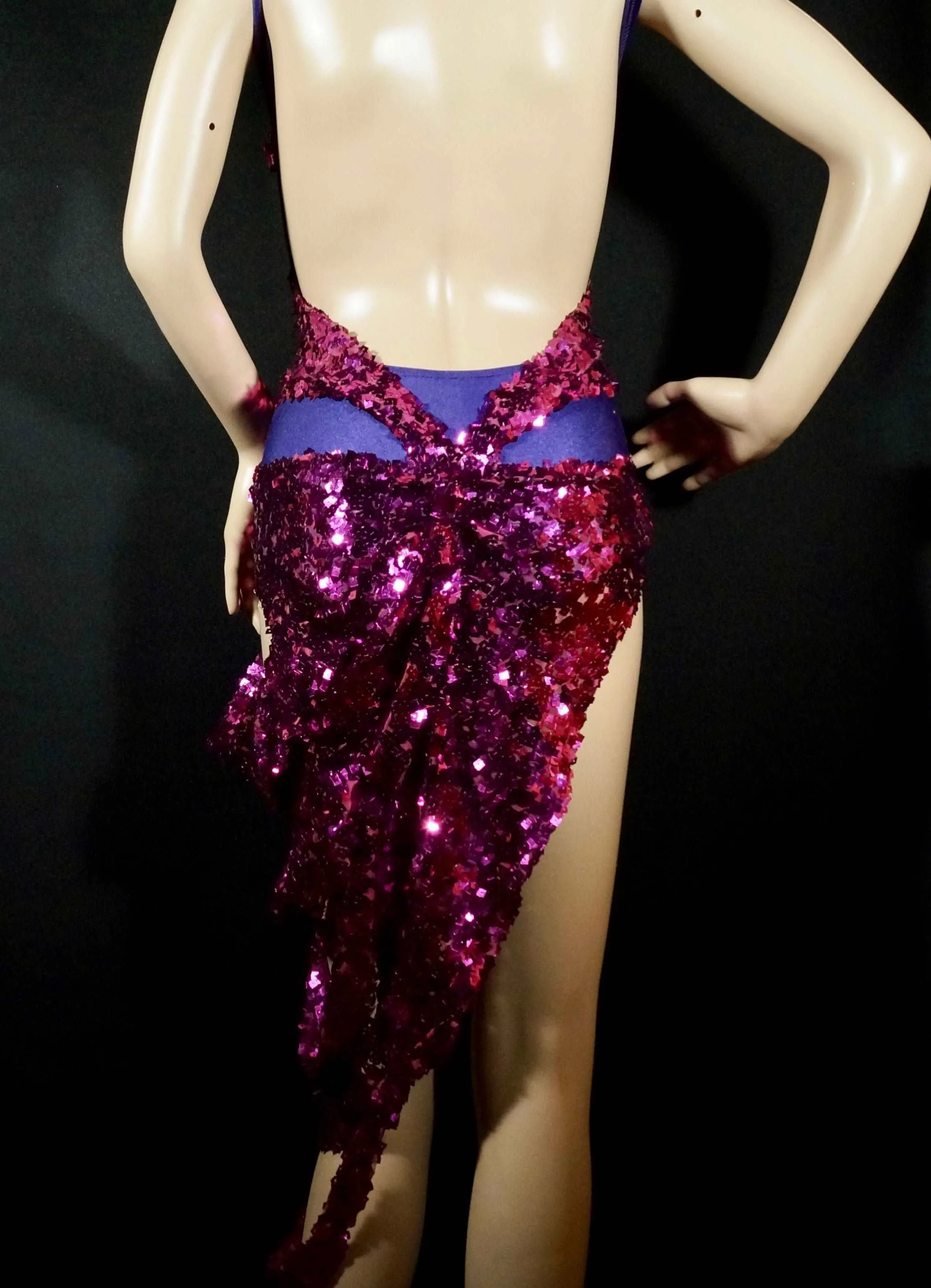 Abraham Martinez Purple Latin Dress with Sequins