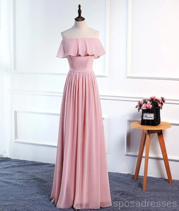 Affordable Blush Pink Floor Length Mismatched Chiffon Bridesmaid Dresses, WG536