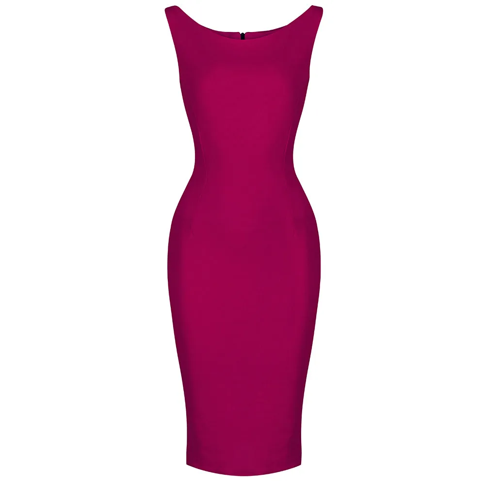 Amaranth 40s Bodycon Sleeveless Hollywood Wiggle Dress