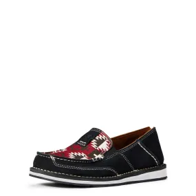 Ariat Black Suede Cruiser Black & Red Aztec Print