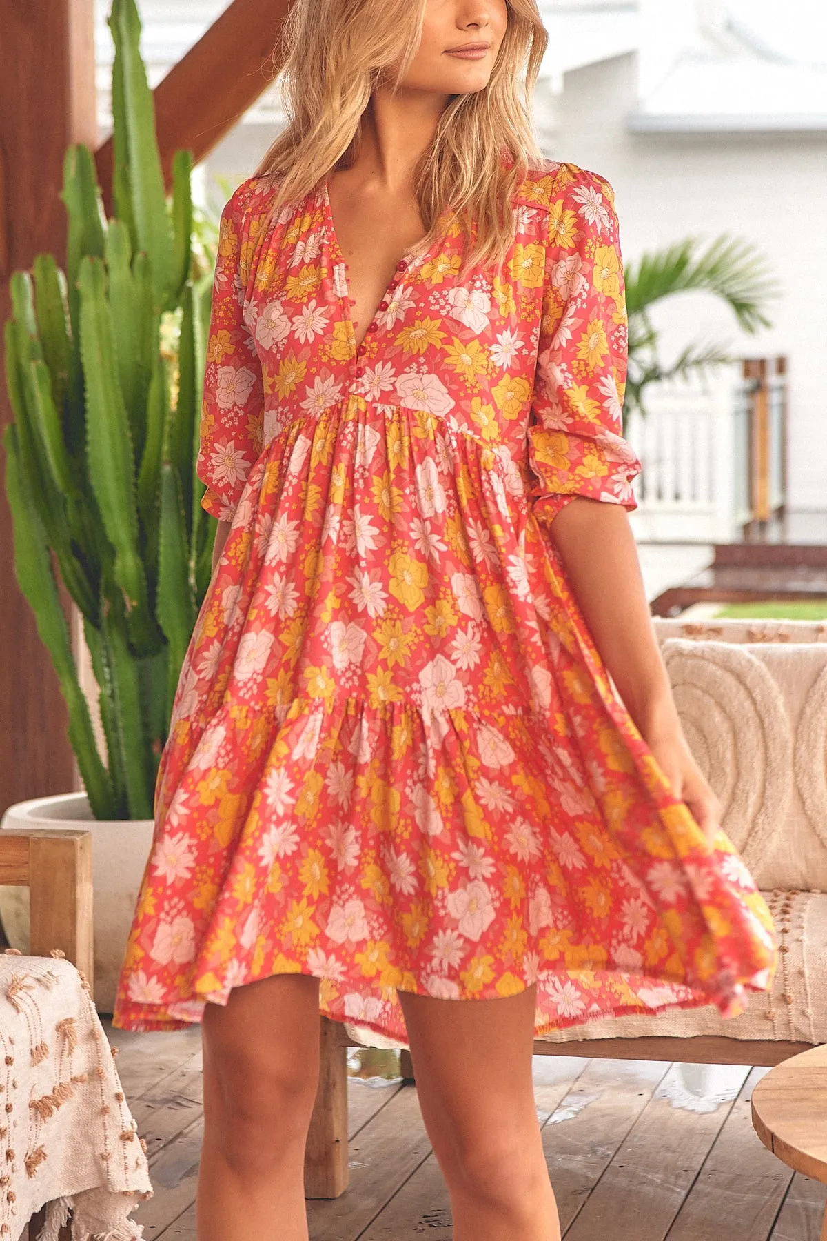 Arlo Mini Dress - Orange/Pink