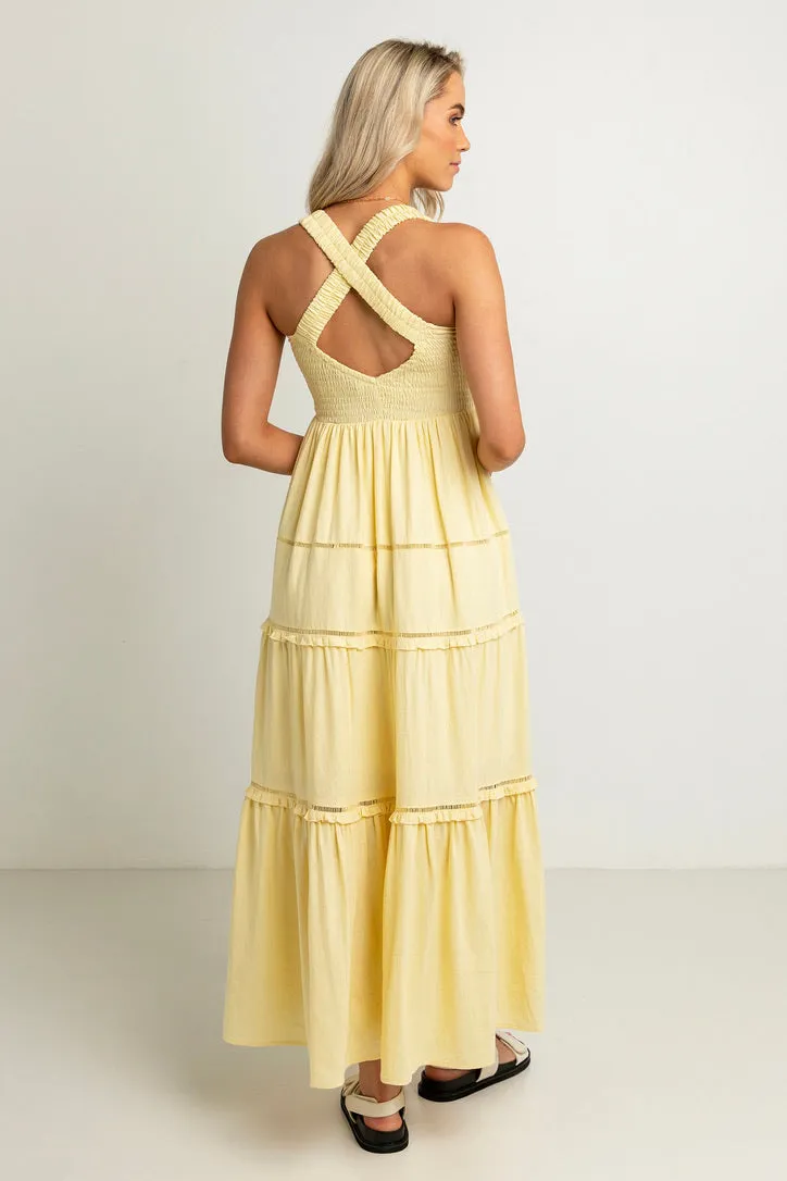 Aurora Butter Strappy Tiered Maxi Dress