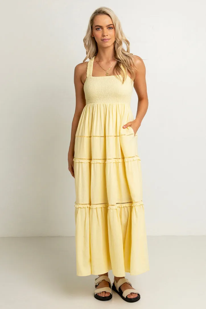 Aurora Butter Strappy Tiered Maxi Dress