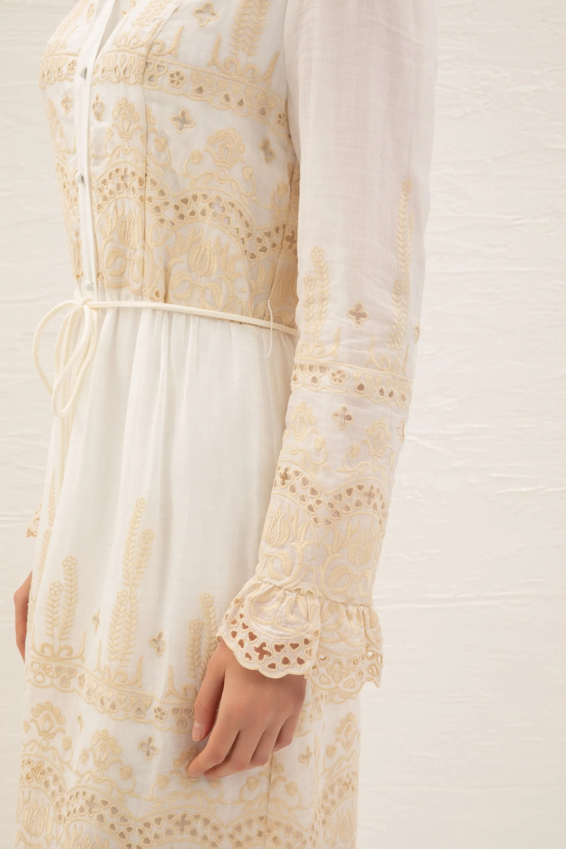 Belinda Embroidered Dress - White - GDS