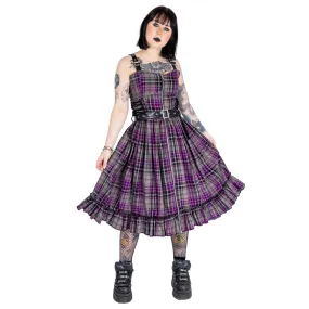 BELLONA DRESS - GREY/PURPLE CHECK