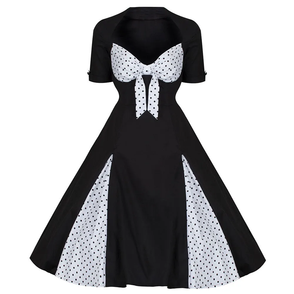 Black and White Polka Dot Retro 50s Rockabilly Dress