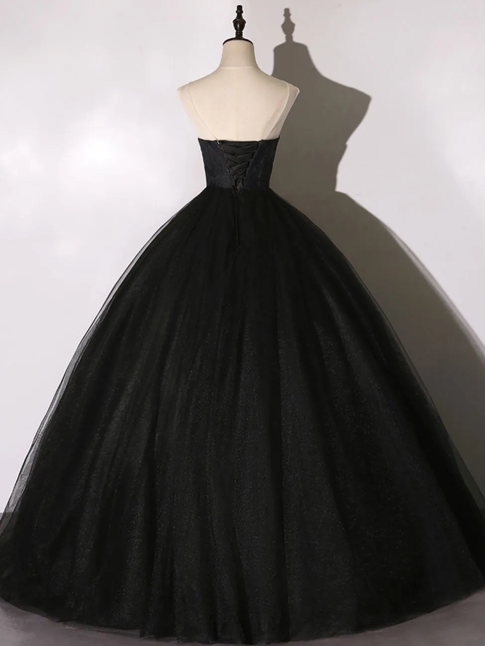 Black Long Prom Dresses, Black Lace Formal Evening Dress