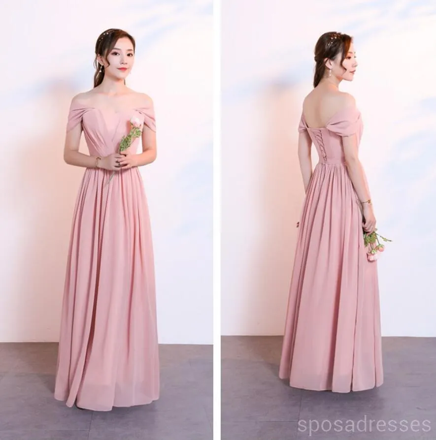 Blush Pink Floor Length Mismatched Chiffon Cheap Bridesmaid Dresses, WG534