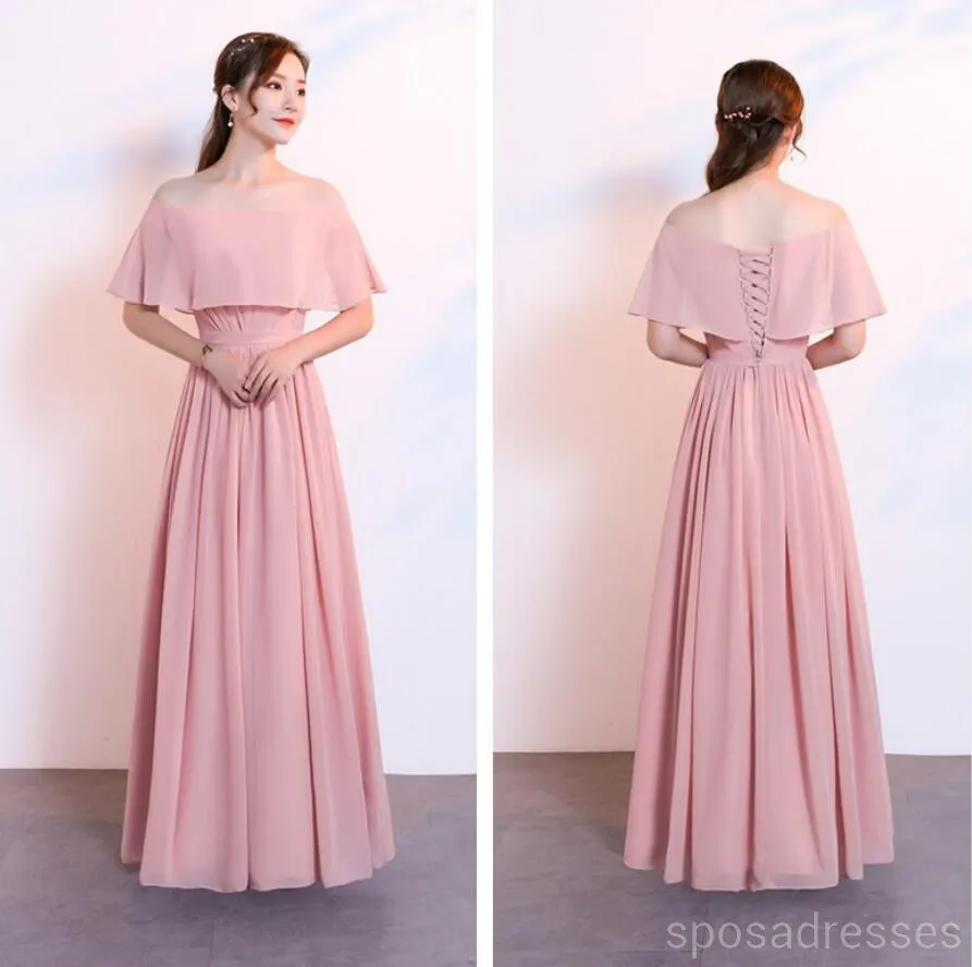 Blush Pink Floor Length Mismatched Chiffon Cheap Bridesmaid Dresses, WG534