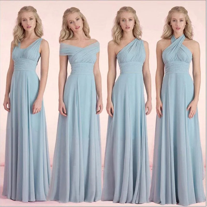 Candy Color Ruffles Chiffon A-Line Lace Up  Sleeveless Bridesmaid Dresses