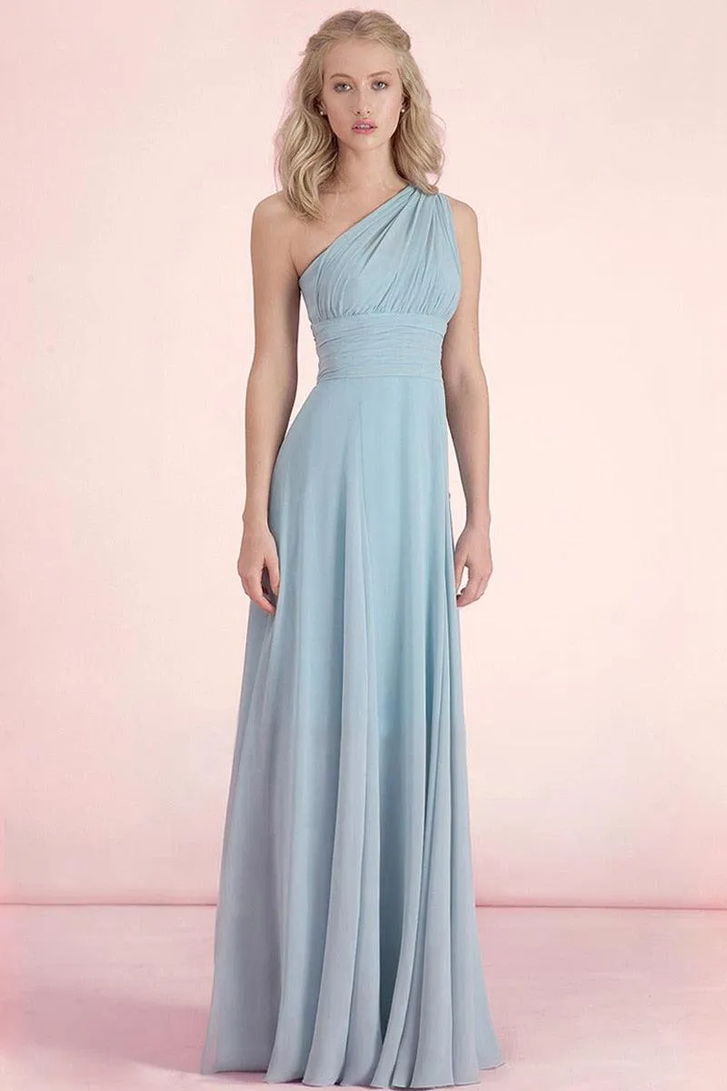 Candy Color Ruffles Chiffon A-Line Lace Up  Sleeveless Bridesmaid Dresses