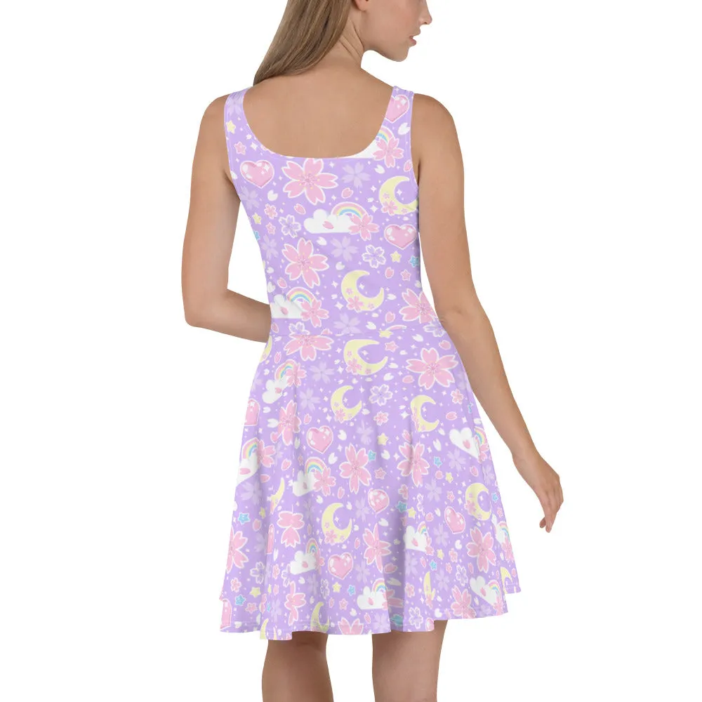 Cherry Blossom Dreams Purple Skater Dress