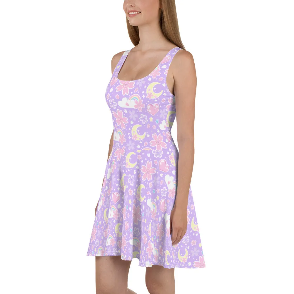 Cherry Blossom Dreams Purple Skater Dress