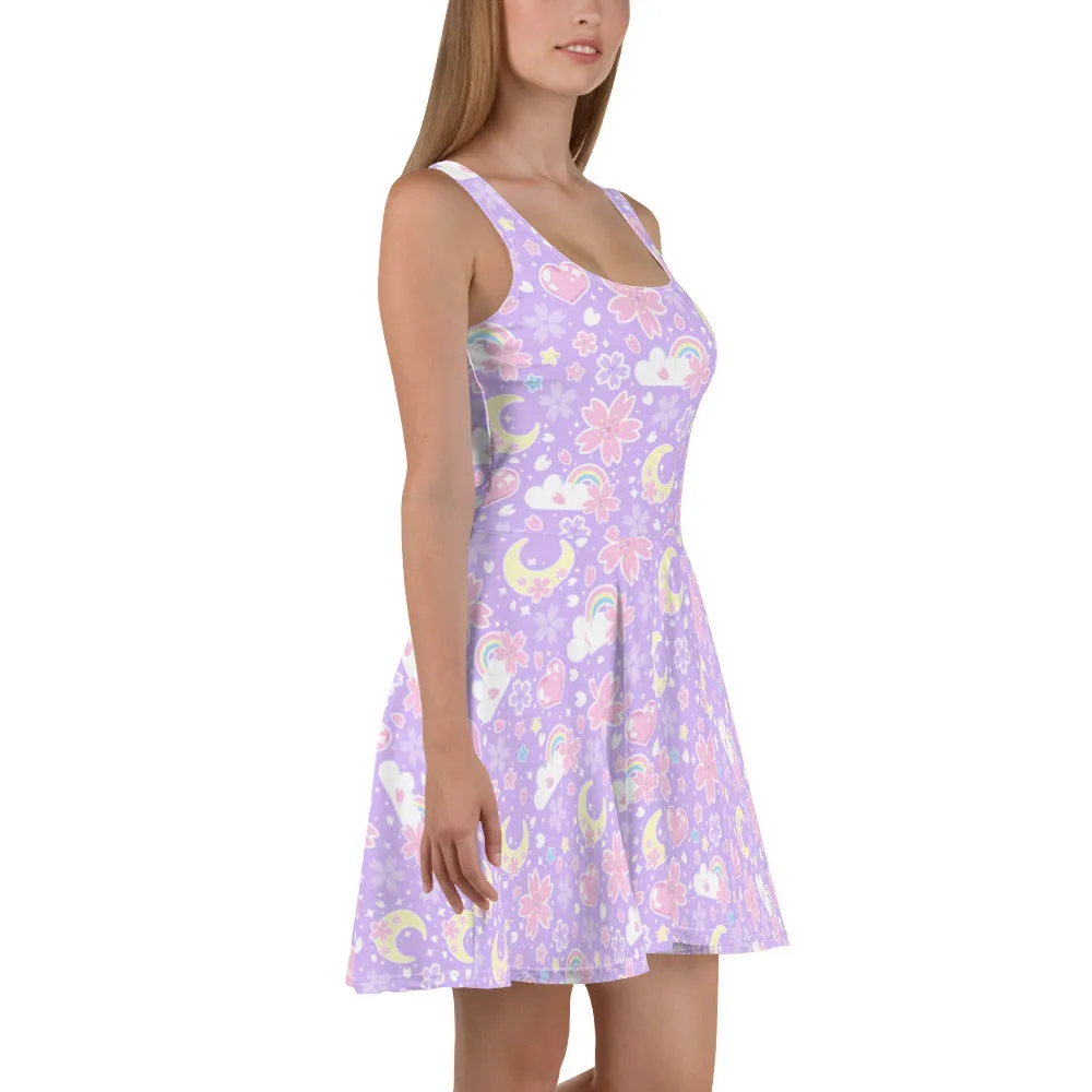 Cherry Blossom Dreams Purple Skater Dress