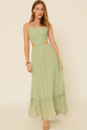 Chiffon Floral Lace Maxi Dress