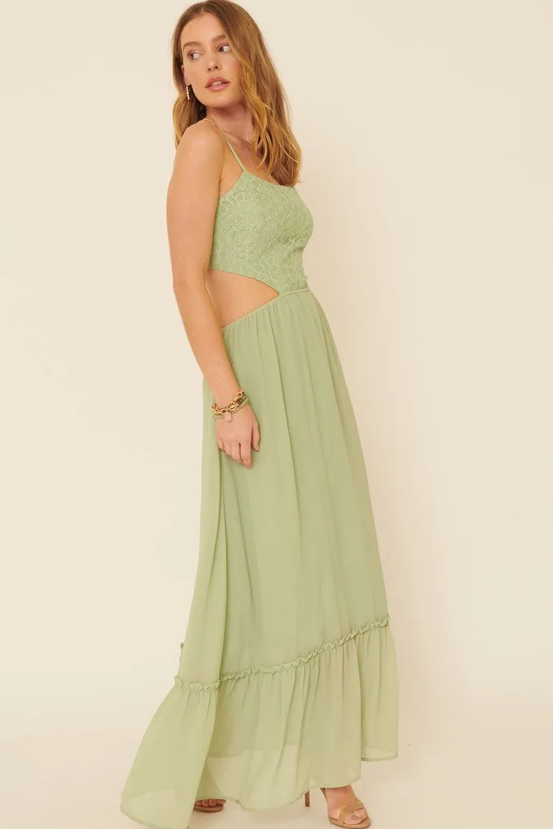 Chiffon Floral Lace Maxi Dress