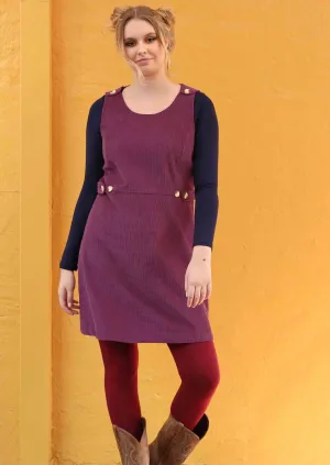 Cord Button Dress Amaranth