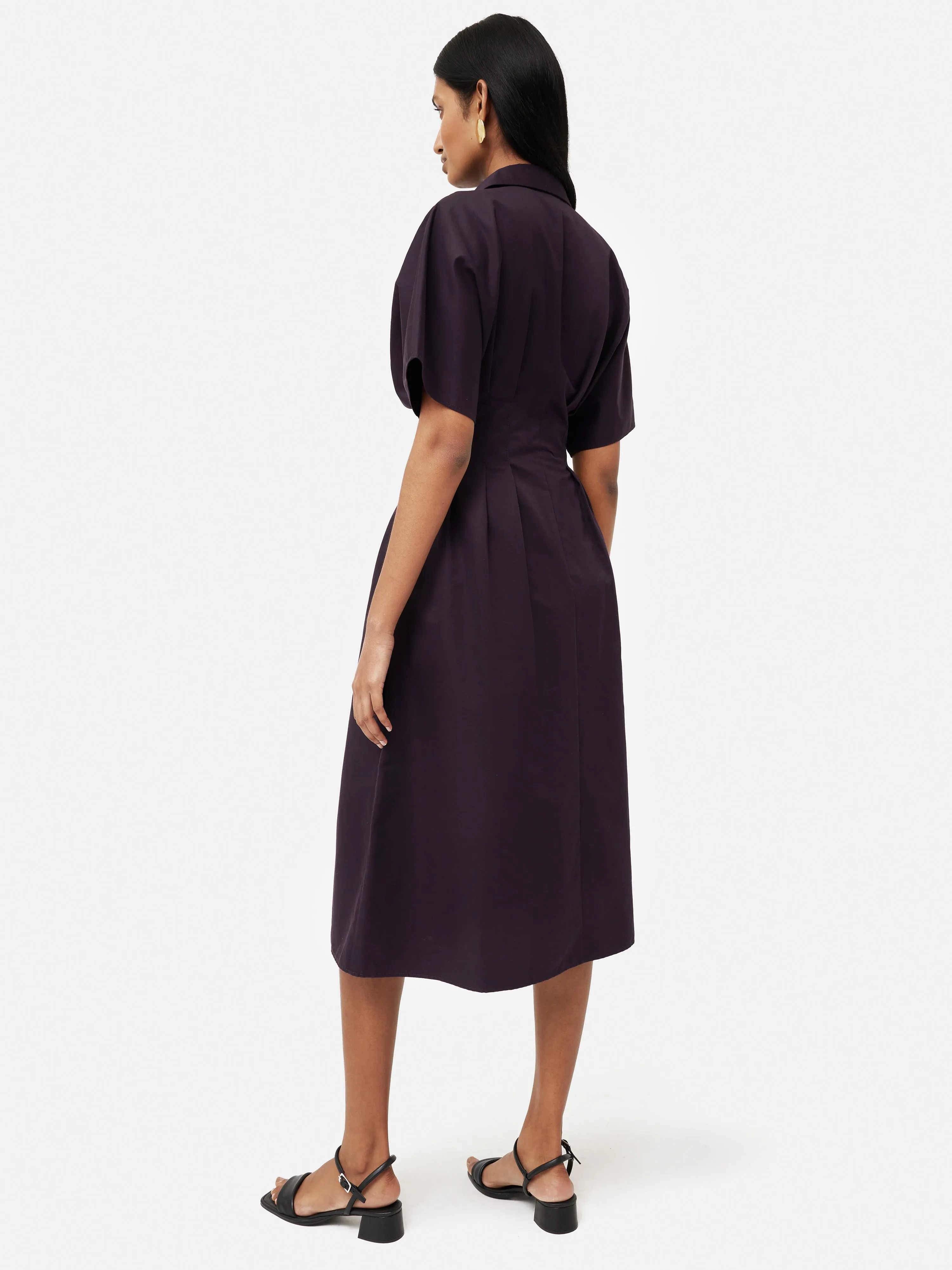 Cotton Stitched Pleat Dress | Deep Purple