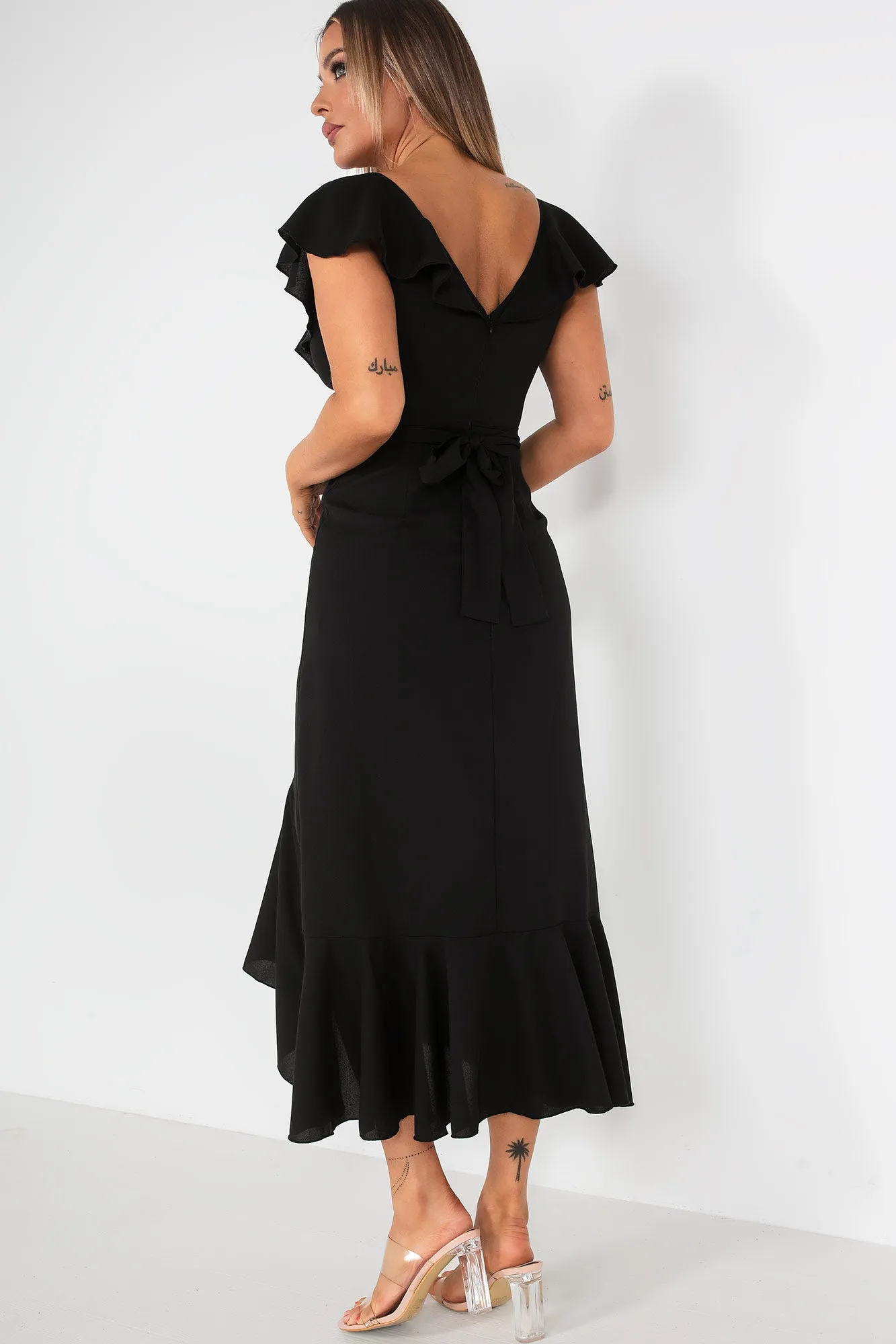 Daphne Black Frill Detail Dress