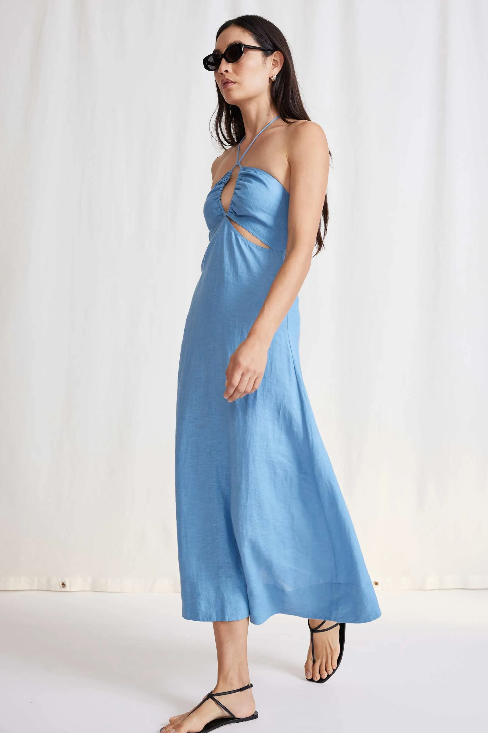 ELI CUT-OUT MAXI DRESS IN ROBIN BLUE