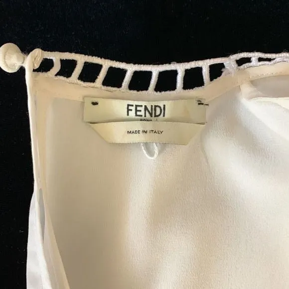 Fendi WhiteDress With Multi Ribbon Detail and Flare Fit