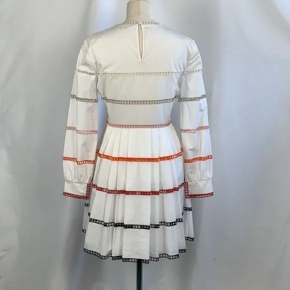 Fendi WhiteDress With Multi Ribbon Detail and Flare Fit