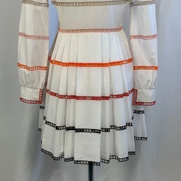 Fendi WhiteDress With Multi Ribbon Detail and Flare Fit