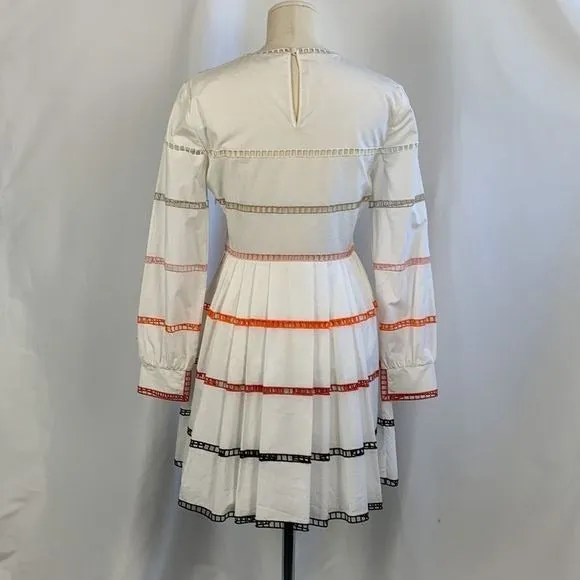 Fendi WhiteDress With Multi Ribbon Detail and Flare Fit