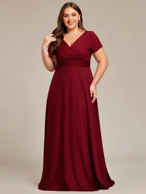 Grande taille Robe Demoiselle d'Honneur simple plissée taille empire A-ligne