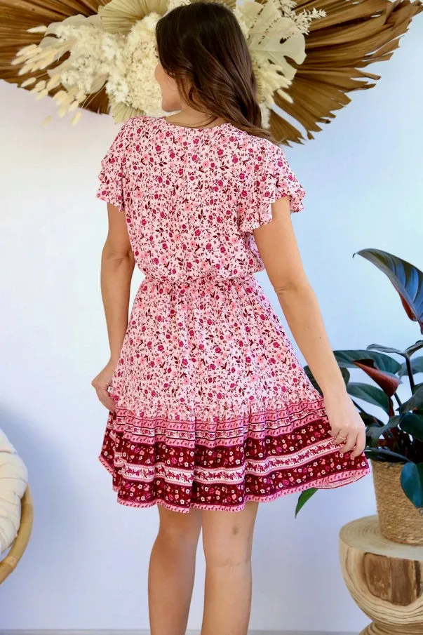 Jamilla Dress - Pink/Mulberry