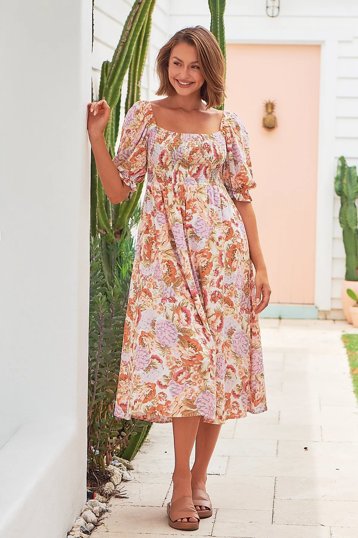 Jasper Shirred Lilac/Pink Maxi Dress