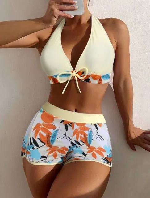 Kristiana Elegant Halter Top & Short 2-Piece Swim Set