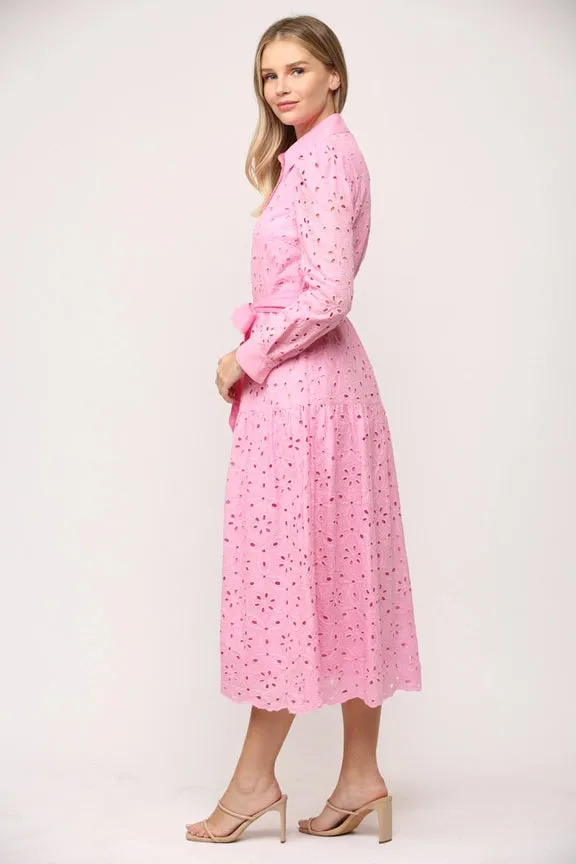 Lace Midi Dress | Pink