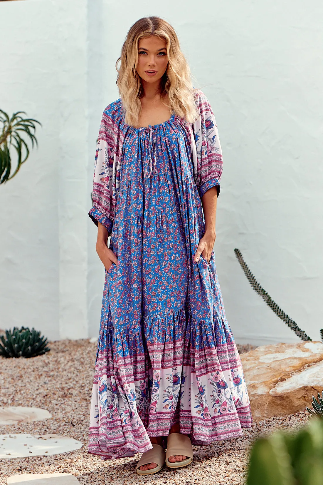 Layla Maxi Dress - Blue/Pink