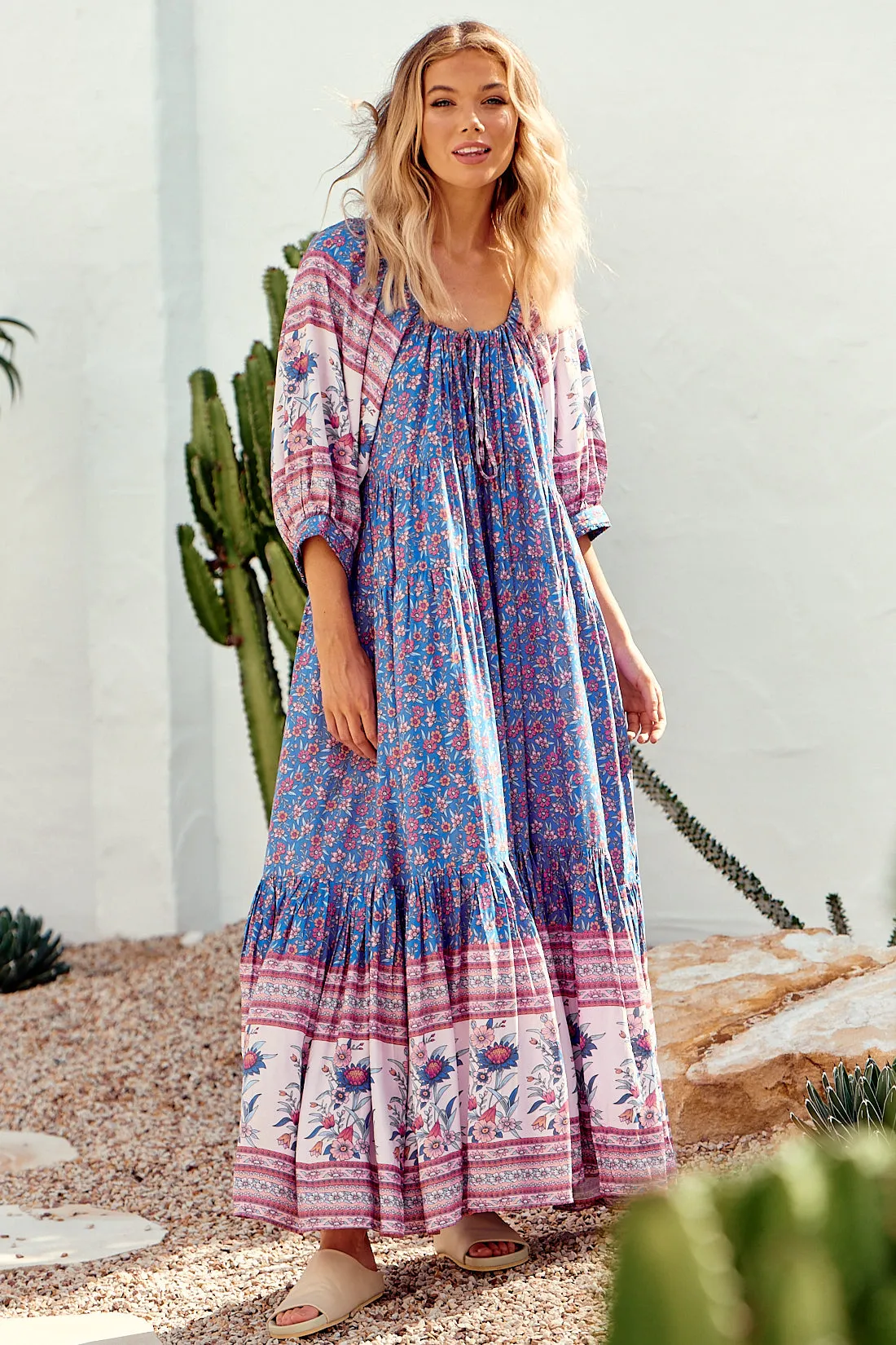 Layla Maxi Dress - Blue/Pink