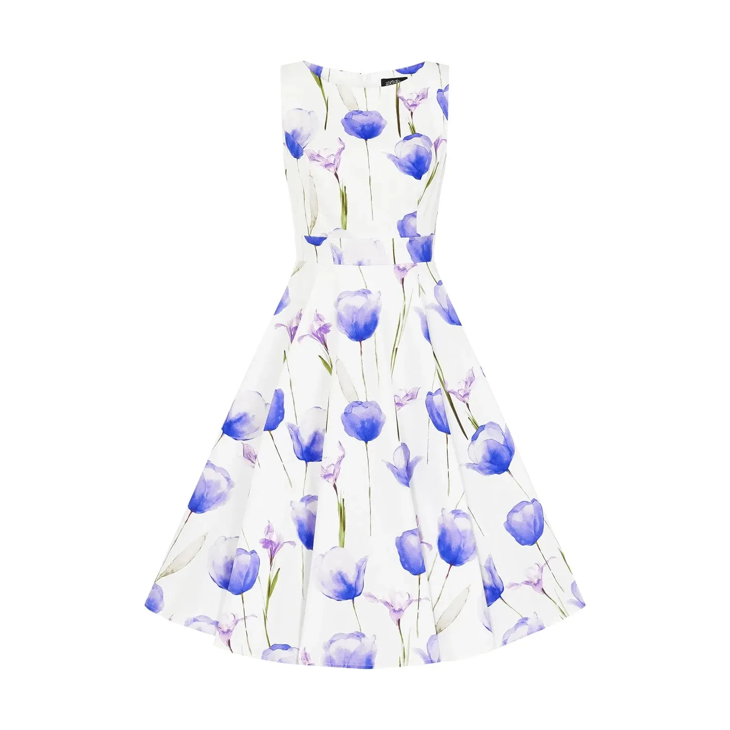 Little Kitty Girls' Blue Tulips Swing Dress