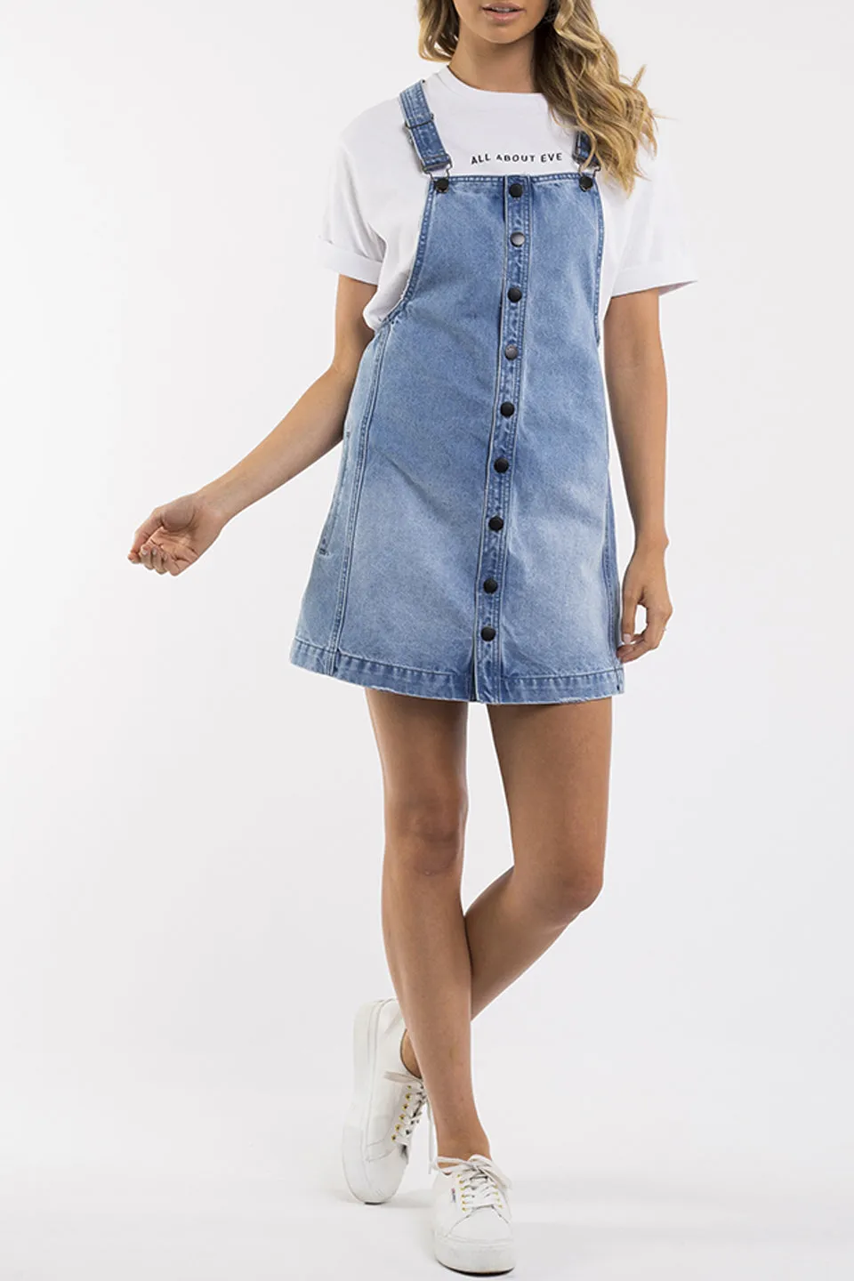 Madeline Blue Denim Pinafore Dress