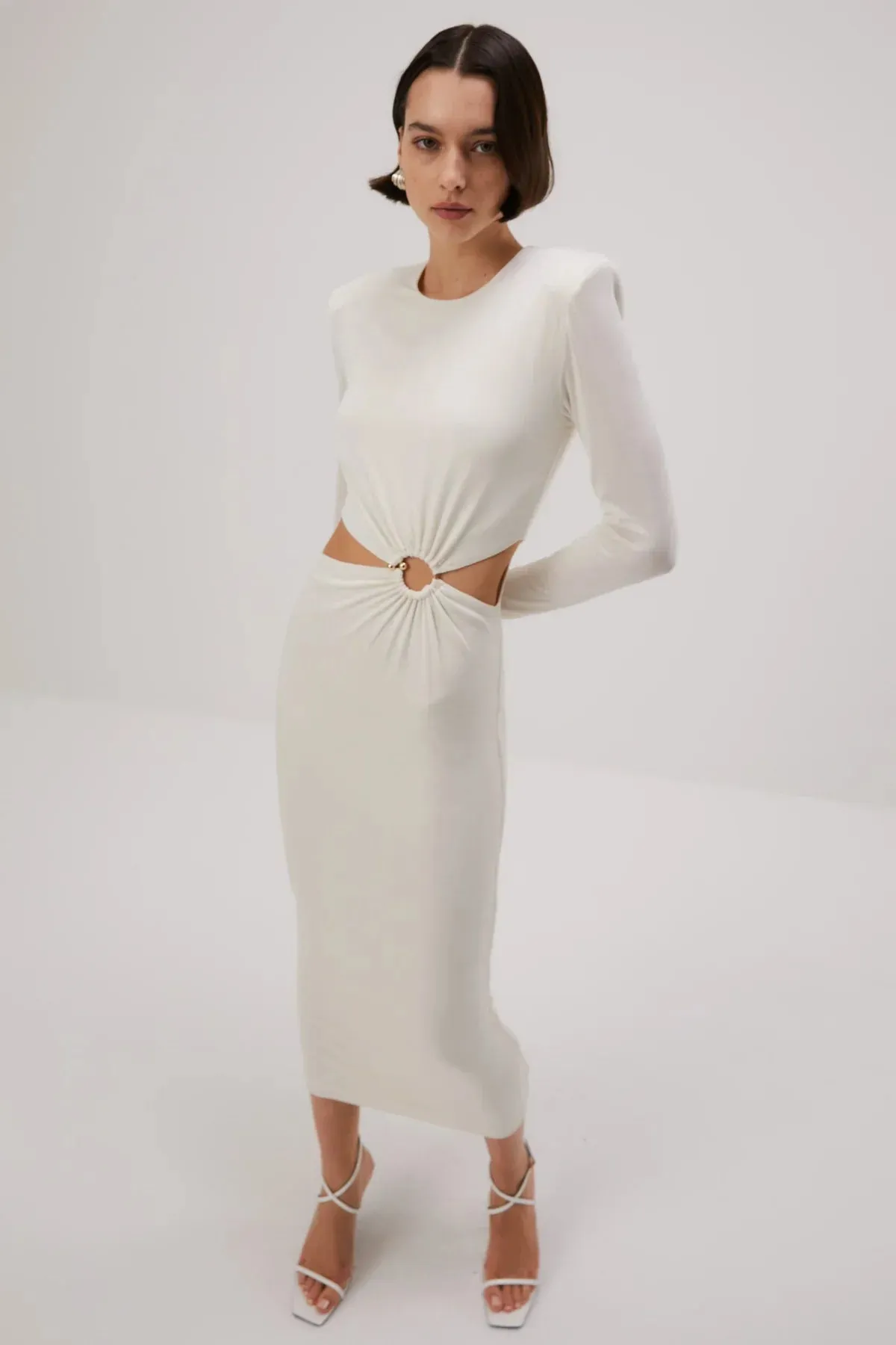 Misha Beatriz Slinky Jersey Midi Dress - Ivory