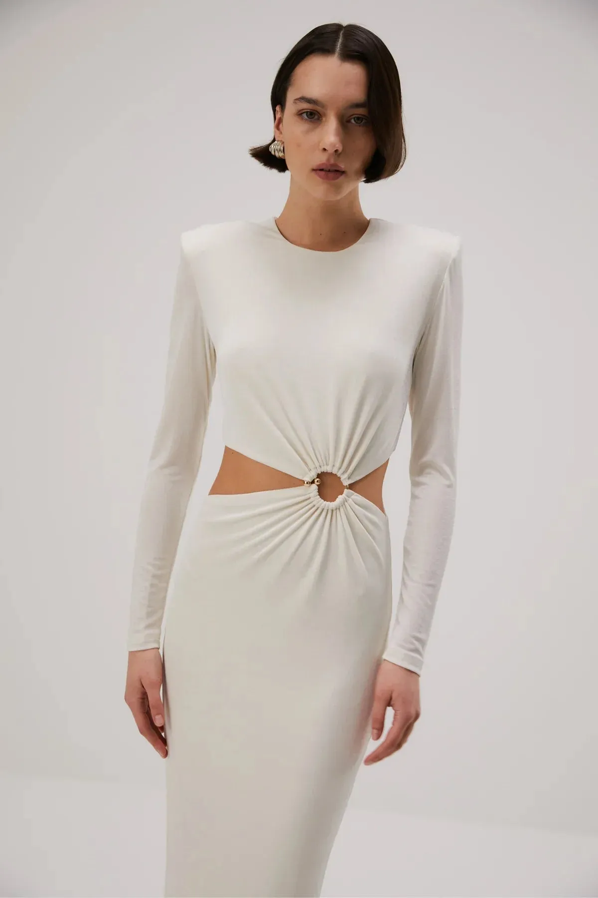 Misha Beatriz Slinky Jersey Midi Dress - Ivory