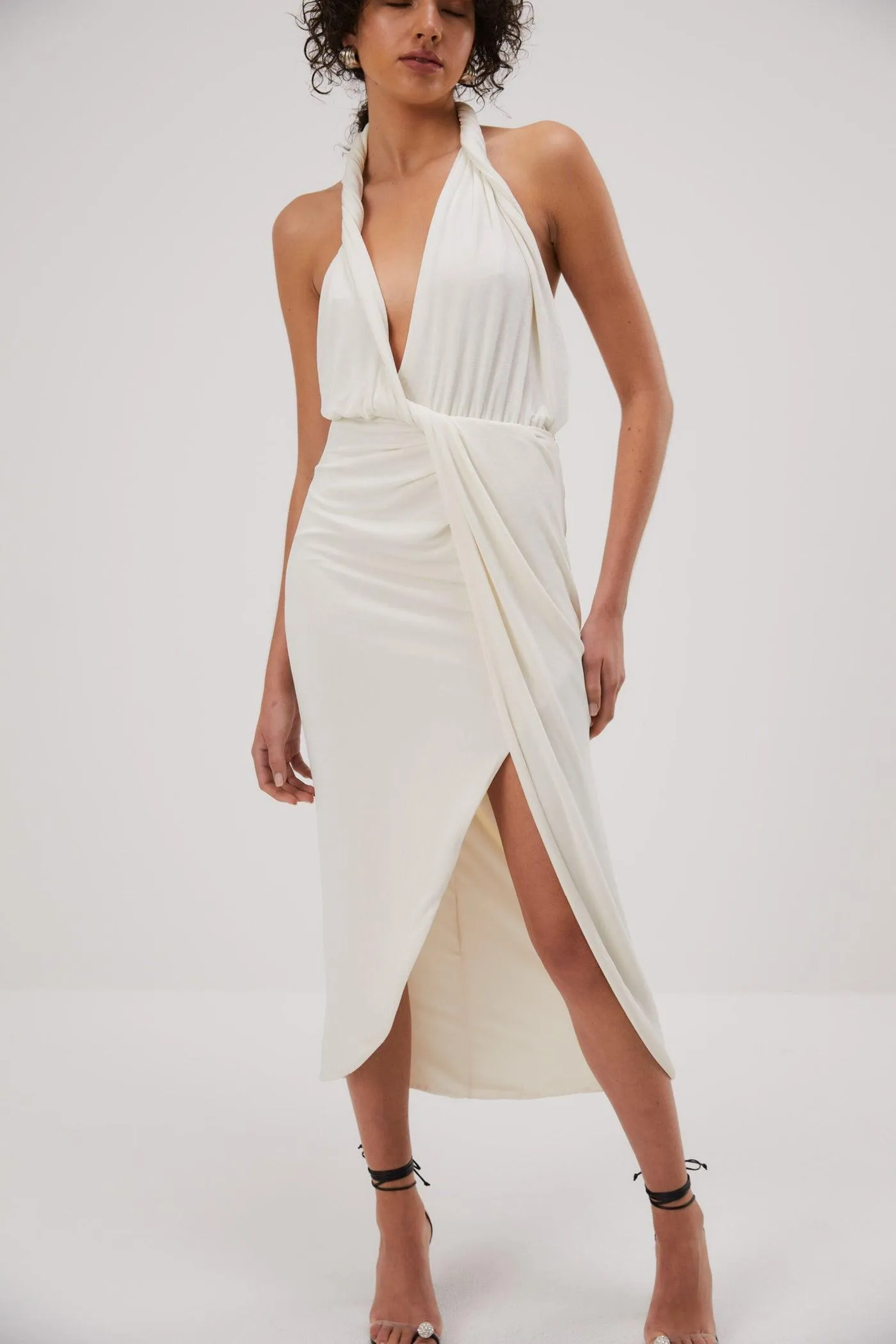 Misha Cressida Slinky Jersey Midi Dress - Ivory