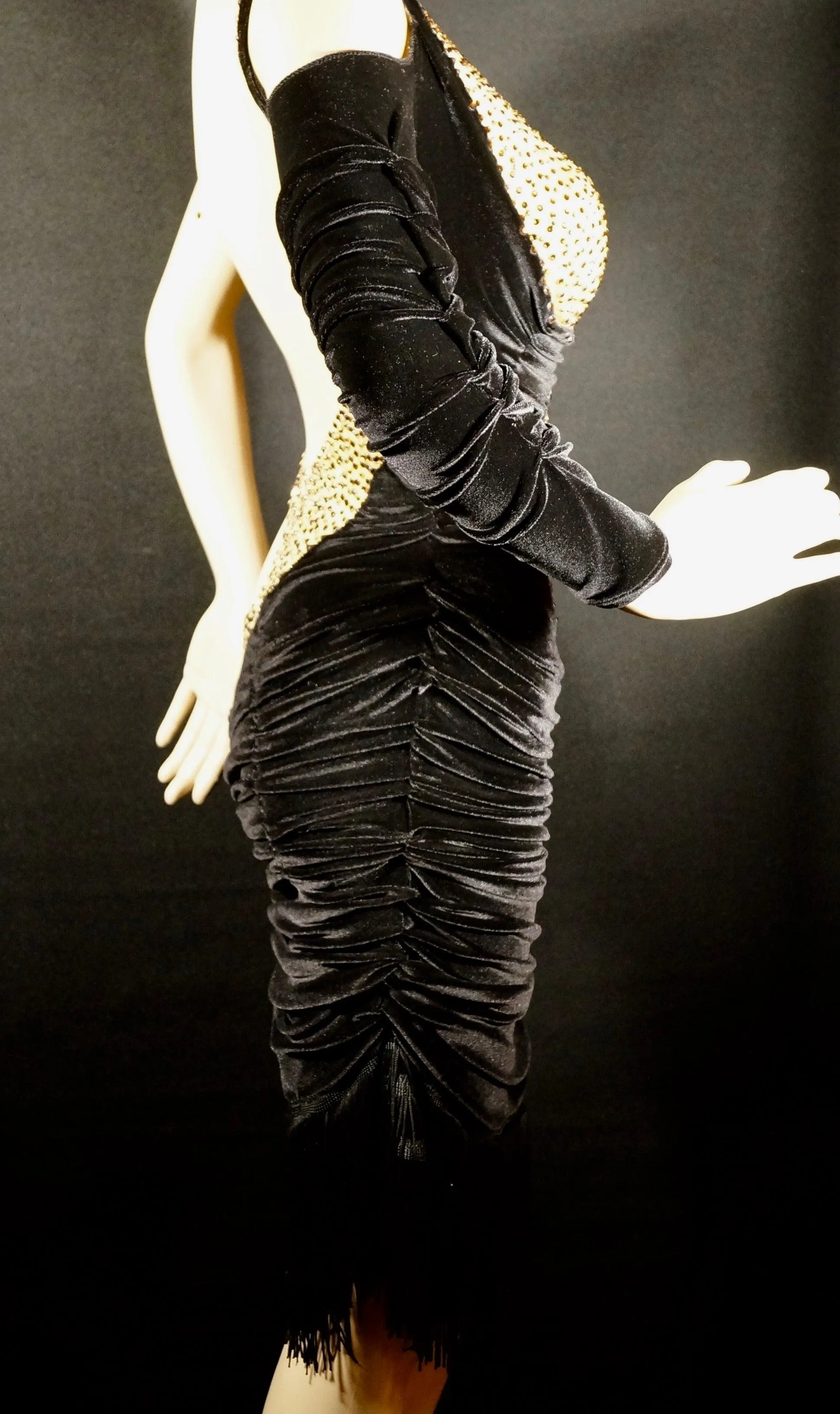 New Abraham Martinez Black & Gold Latin Dress