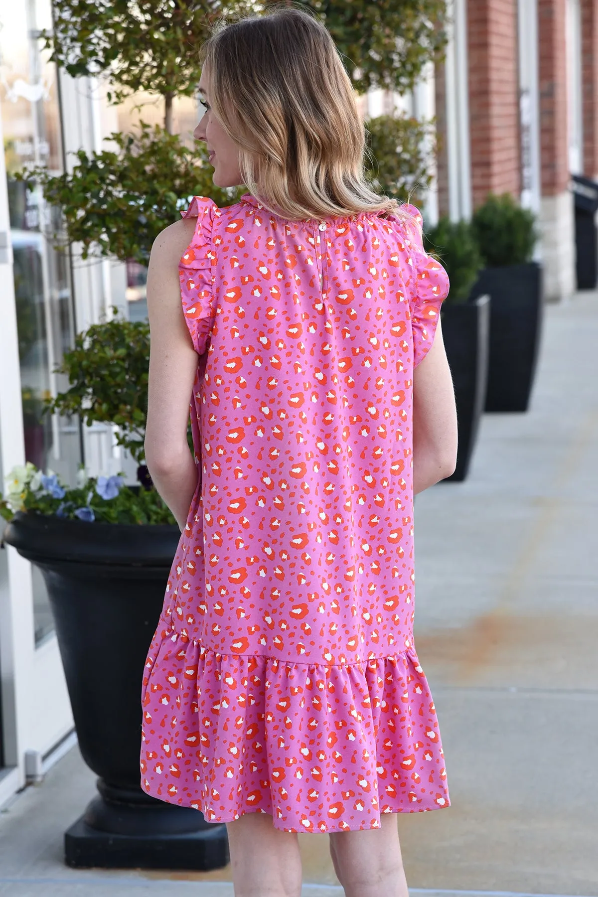 NORA DRESS -PINK LEOPARD