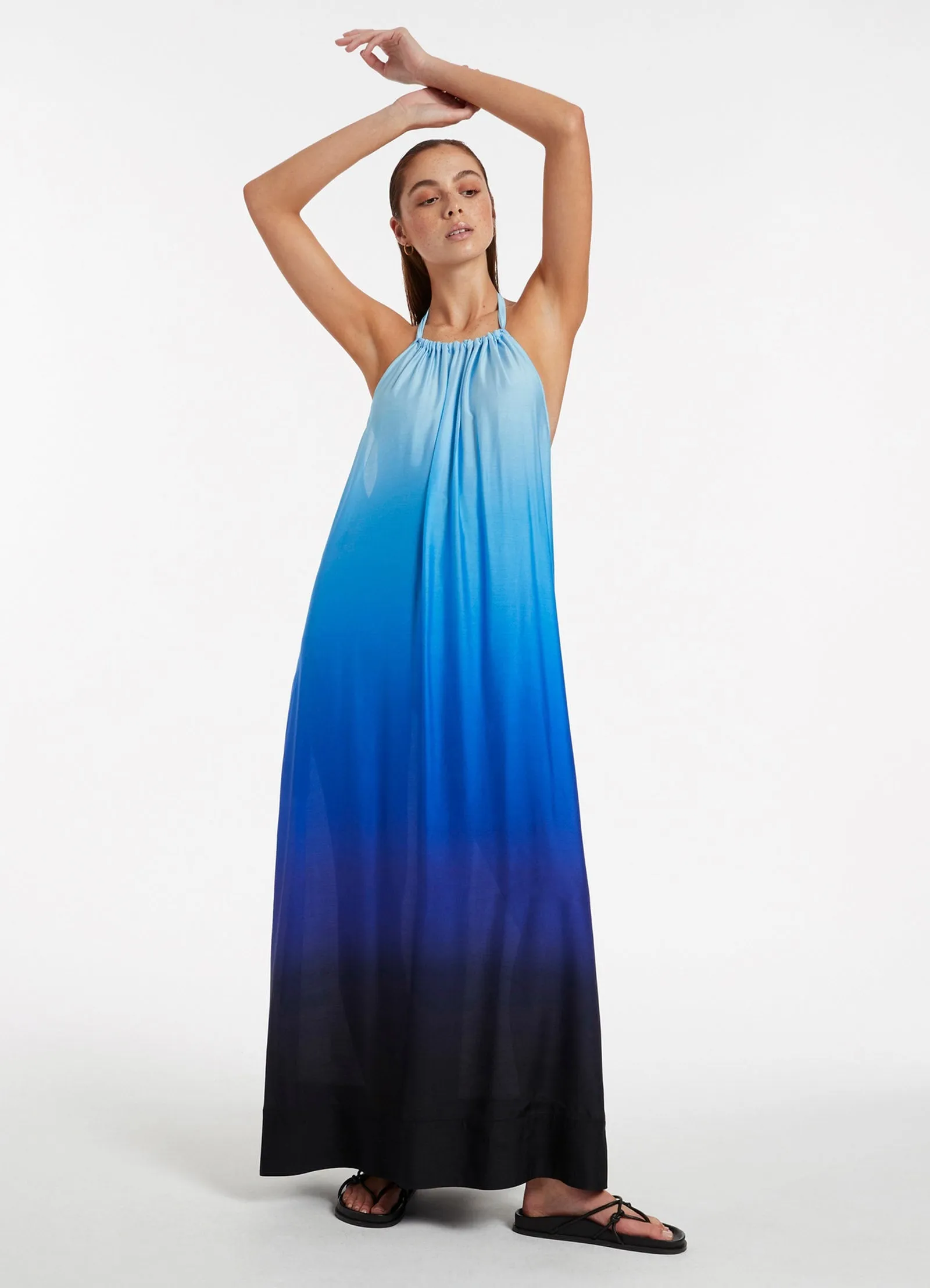 Oia Sunset Halter Maxi Dress - Ocean